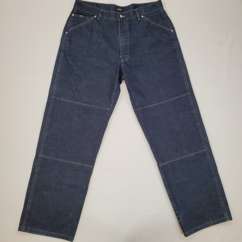 Hugo Boss Jeans Men 34x33 Indigo MINER Baggy Relaxed Straight Double Knee Denim